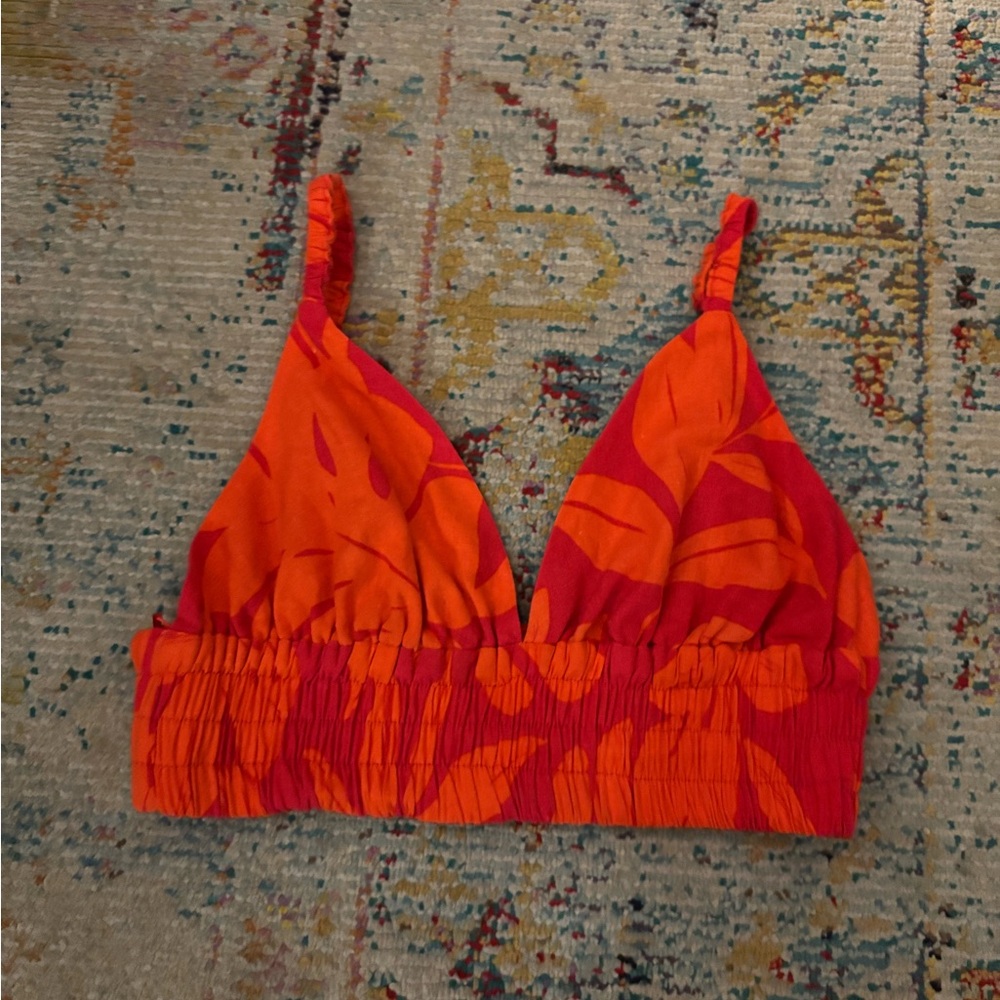 Gianni Bini orange and pink crop triangle top XS